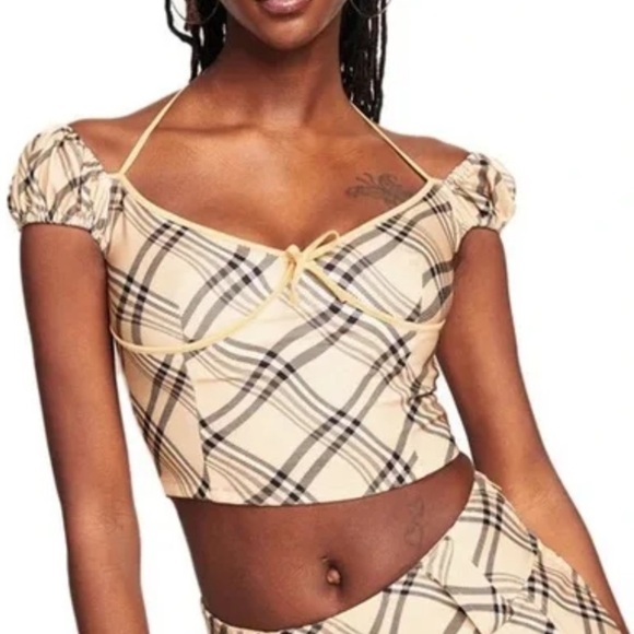 I.AM.GIA Tops - I.AM.GIA Camel Tie Crop Bow Bustier Top Small